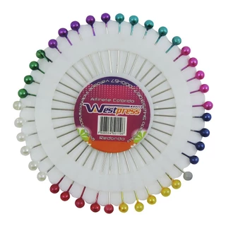 Alfinete De Cabeça Colorido - Redondo para Toque Decorativo