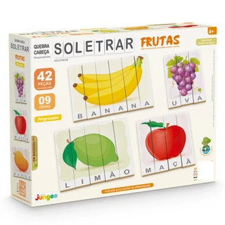 Quebra-cabeça 42 Peças Soletrar Frutas Em Madeira MDF - Junges Brinquedos