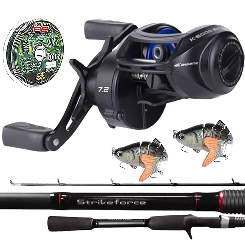 Kit Carretilha Bg Vara Shimano 2 Iscas Articulado Linha | Shopee Brasil