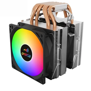 GMRGB GMF-602 Air Cooler Processador Duplo Pc Cpu ARgb Intel Amd Universal com pasta térmica
