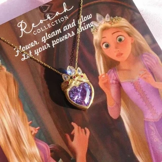 Colar E Anel De Rapunzel Coroa De Princesa Barbie/Prata Dourada/Zircônia Roxa Pingente De Coração Corrente De Clavícula/Amizade/Presentes De Joias De Casamento
