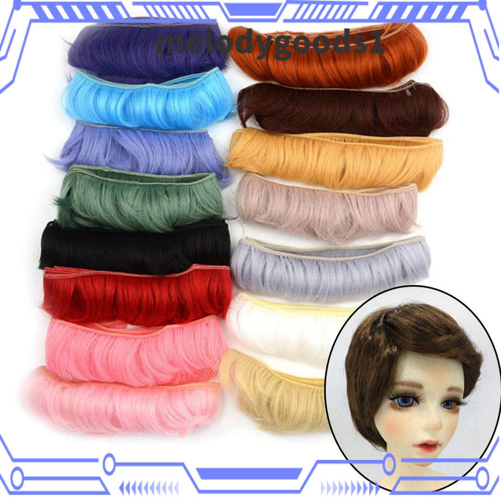MELODG 1PC 100 * 5cm Boneca Franja De Cabelo Mini Vestidos Artesanais Curto Enrolado Perucas Acessórios DIY Alta Temperatura Crianças 1/6 1/4 1/3
