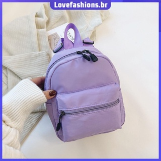 lovefashions Moda Mochila Cor Sólida De Nylon Estilo Preppy Mini Mochilas ✅