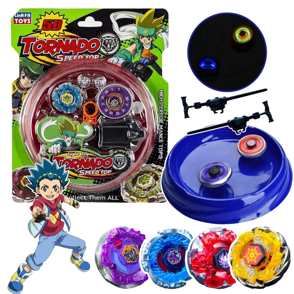 Kit 4 Beyblade Metal 5d + 2 Lançador + 1 Arena Brinquedo