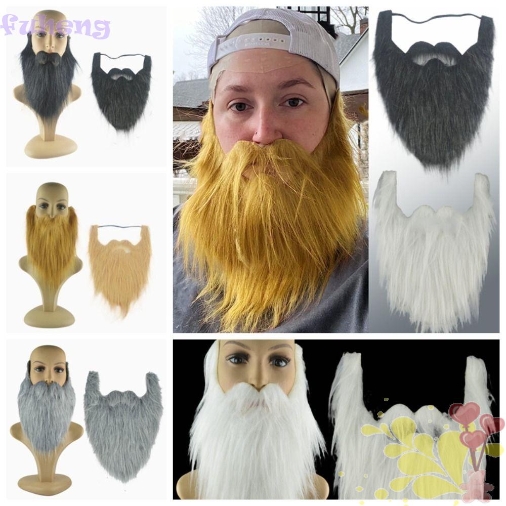 FUHENG Barba Falsa Realista , Bigode Long Fluff Halloween Falso , Grande Simulado Fake Beard Party Props