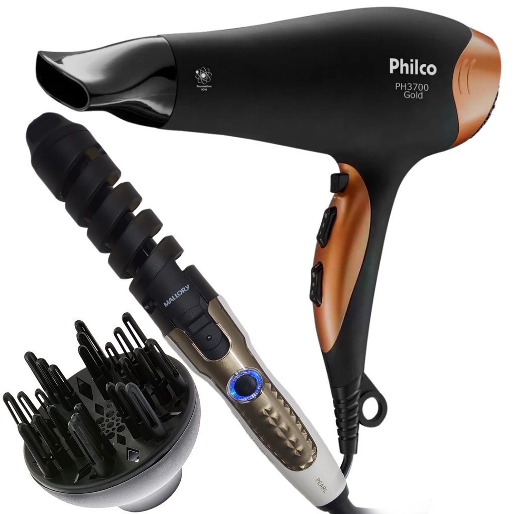 Secador De Cabelo Profissional Com Difusor E Modelador De Cachos ...