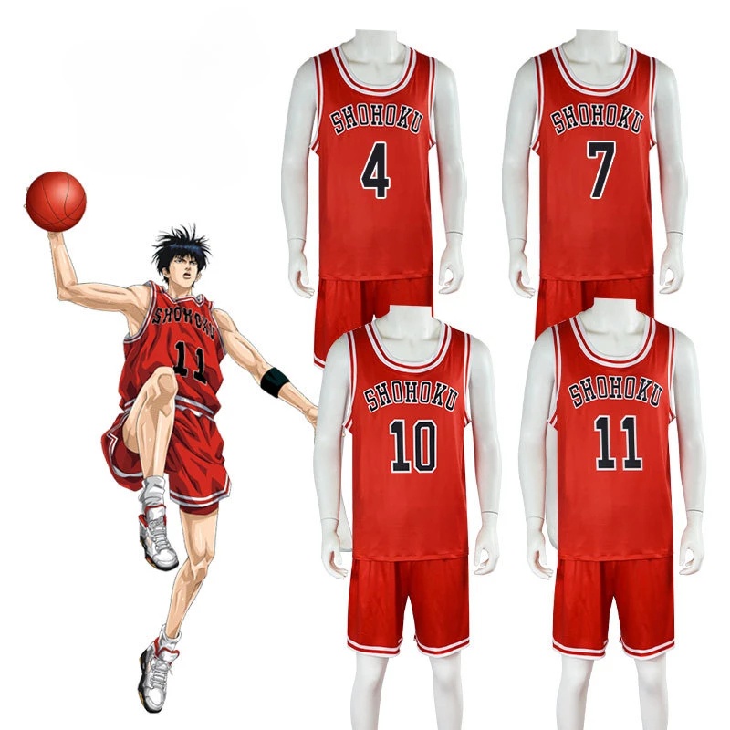 Anime Slam Dunk Cosplay Kaede Rukawa Sakuragi Hanamichi Colete Basquetebol Jersey Escola