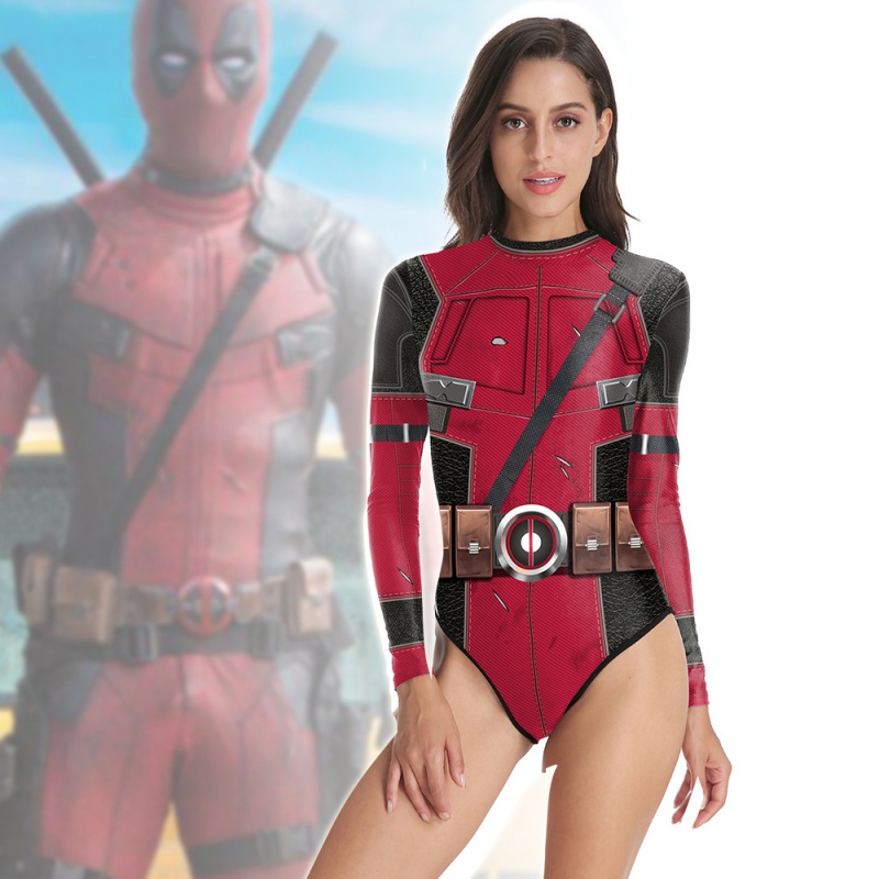 Marvel Deadpool Impressão Digital Swimwear Maiôs De Uma Peça Sexy Garfo Alto Uma Peça Apertado