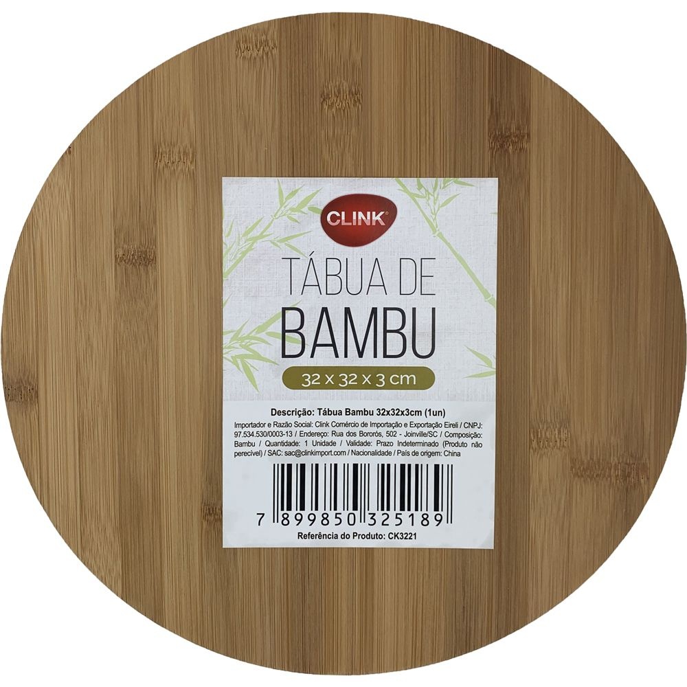 TÁBUA BAMBU GIRATORIA SERVIR FRIOS CLINK TABUA COZINHA, CHURASCO 32X32X3CM