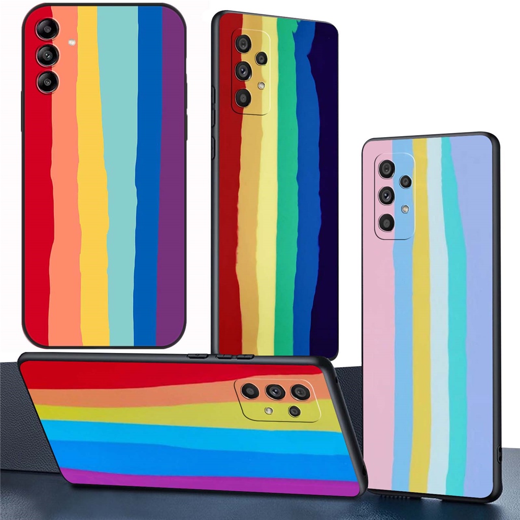 Samsung Galaxy A04e A14 5G A24 4G A54 A34 S23 + S23 Ultra M54 TPU Caixa De Silicone Para Telefone Celular FL37 Arco-Íris