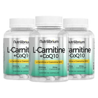 Kit 3x L Carnitina 2000mg C/ Coenzima Q10 Coq10 20mg 3 Mêses Nutrilibrium