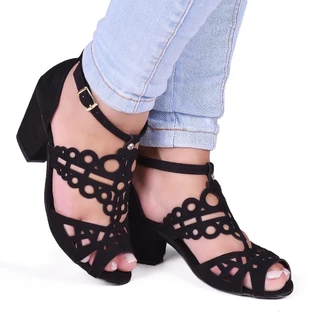 Sandália Feminina Salto Médio Grosso 6 Cm Sapato Promoção