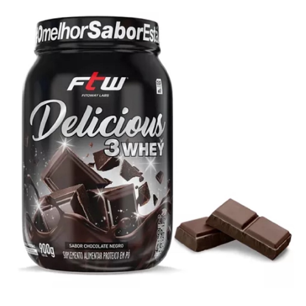 Whey Protein Delicious 3w Isolado Concentrado Ftw 900g Chocolate Negro