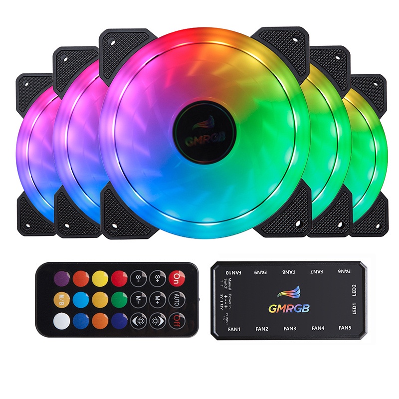 kit 2/3/4/5/6/7/8 GMRGB Cooler Fan Com Led Colorido 120x120mm Pc Gamer Ventoinha Para Computador chassis Ajustar 120mm Silencioso + Controle