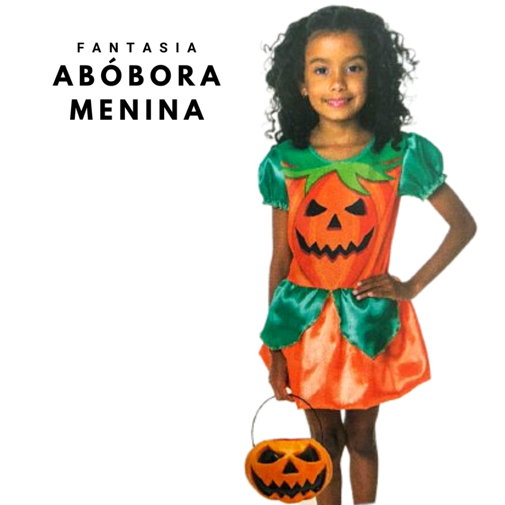 Fantasia Menina Abóbora Halloween com Balde de Abóbora - Master Toy |  Shopee Brasil