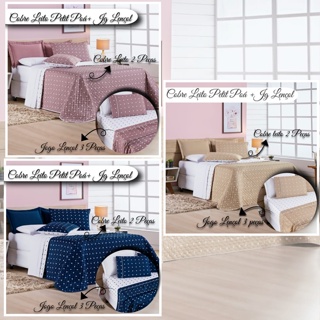 Colcha Cobre Leito Solteiro Petit Poa 200 Fios 2pc Dupla Face+Jg Lencol 3pcs Bolinha
