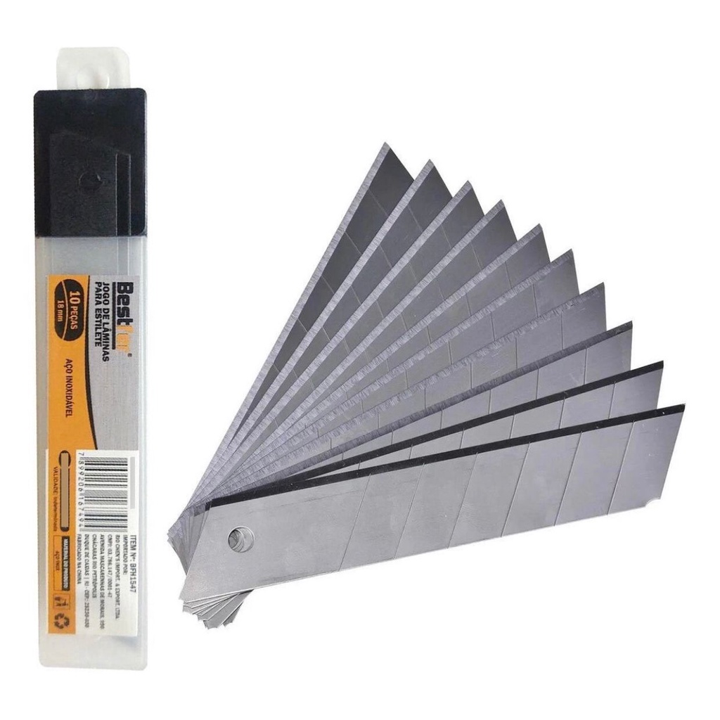 Jogo de lâminas para Estilete 18mm 10 Peças