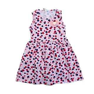 Vestido Infantil Malha Estampa coração com Aplicação 4-6-8