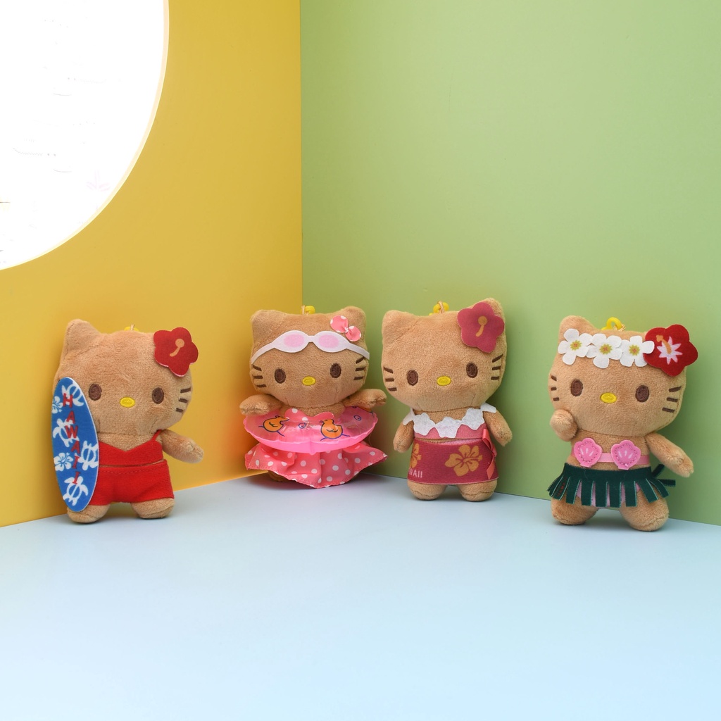 Yelan Sanrio Pele Marrom Hello Kitty Bonecas De Pelúcia Para Crianças Pingente De Verão Brinquedos De Natação