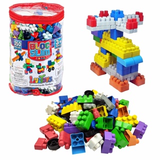 Blocos De Montar Bloc Slin 350 Peças Brinquedo Interativo Educativo Com Bolsa Peças Coloridas