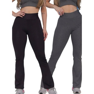 Kits 2 Calça Legging Feminina Lisa Cós Flare Moda