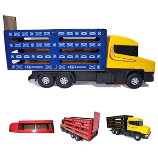 Carreta Bitrem Scania Boiadeiro Madeira Brinquedo 7eixo