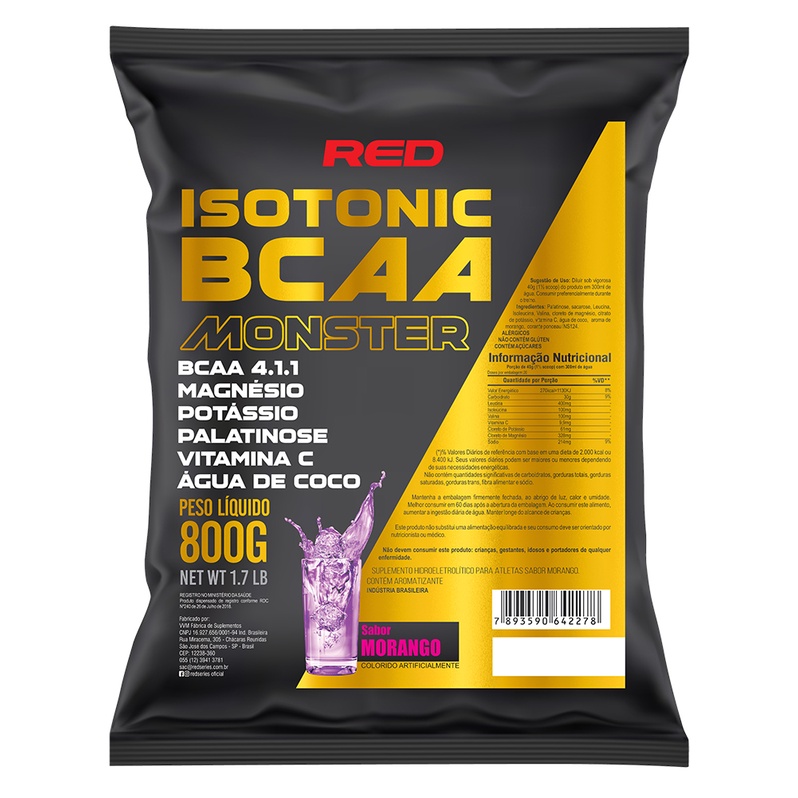 Isotonic BCAA Monster - 800g - Red Series - Morango