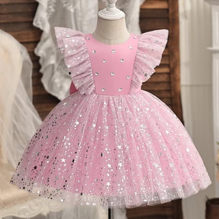 WFRV Vestido De Bebê De Verão Para Meninas Festa De 1 Aniversário Noiva Lantejoulas Elegante Princesa Natal