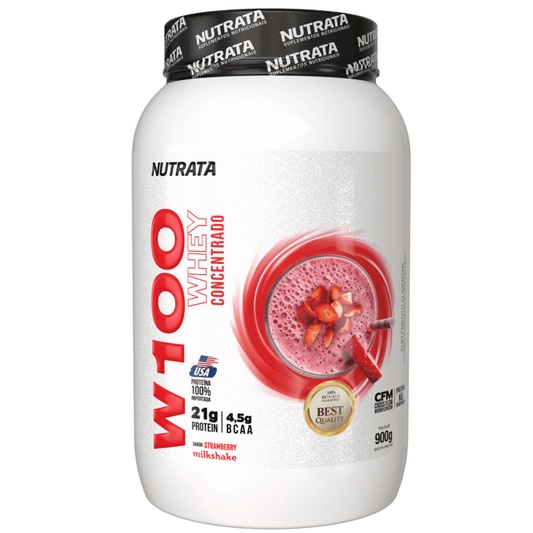 Whey W100 Morango 900g – Nutrata