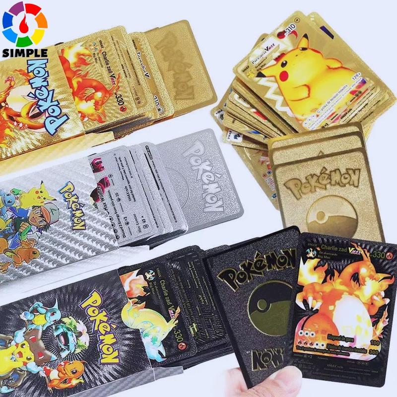 Arte completa mew vmax ouro pokemon cartões em inglês ferro metal cartas  pokmo crianças presente jogo coleção cartões arco-íris
