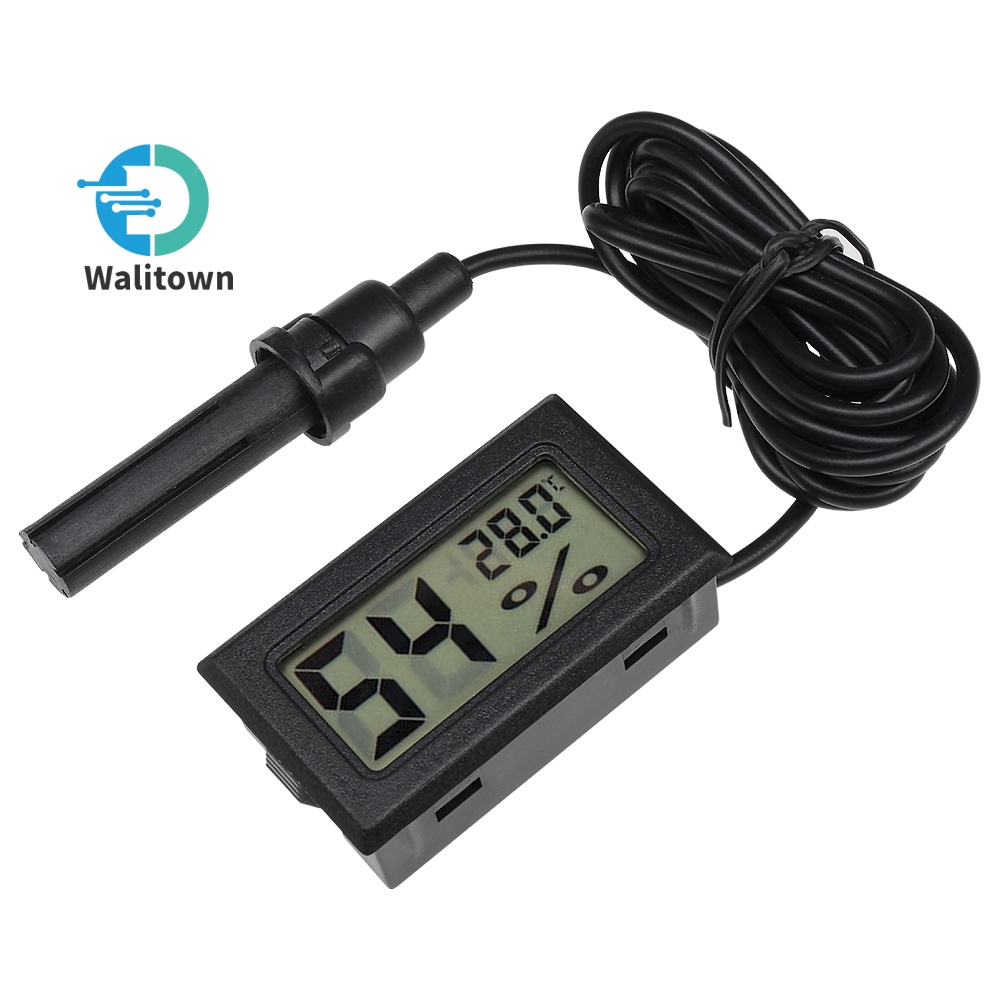 FY-12 Higrômetro digital Embutido De Temperatura Com Sonda De 1,5m Sem Bateria LR44