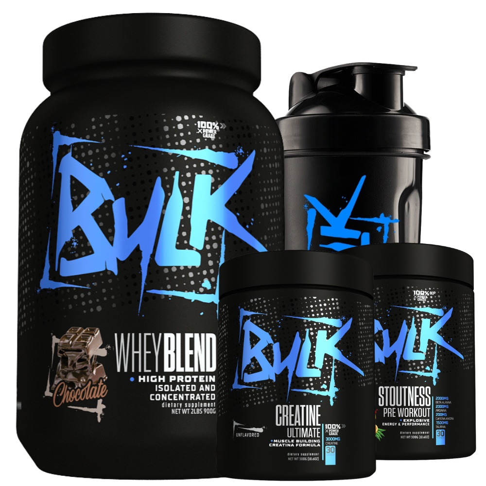 Kit Whey Protein Isolate + Creatina + Pré Treino + Shaker