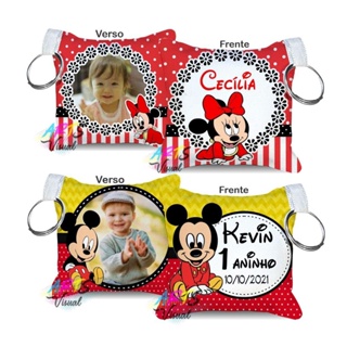 KIT 20 CHAVEIROS DE ALMOFADA LEMBRANCINHAS MICKEY E MINIE BABY
