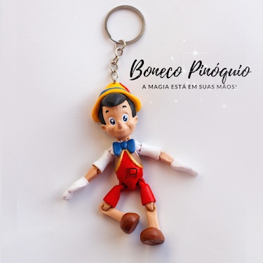 Chaveiro Boneco Pinóquio articulado figura Pinocchio chaveiro divertido suvenir Disney
