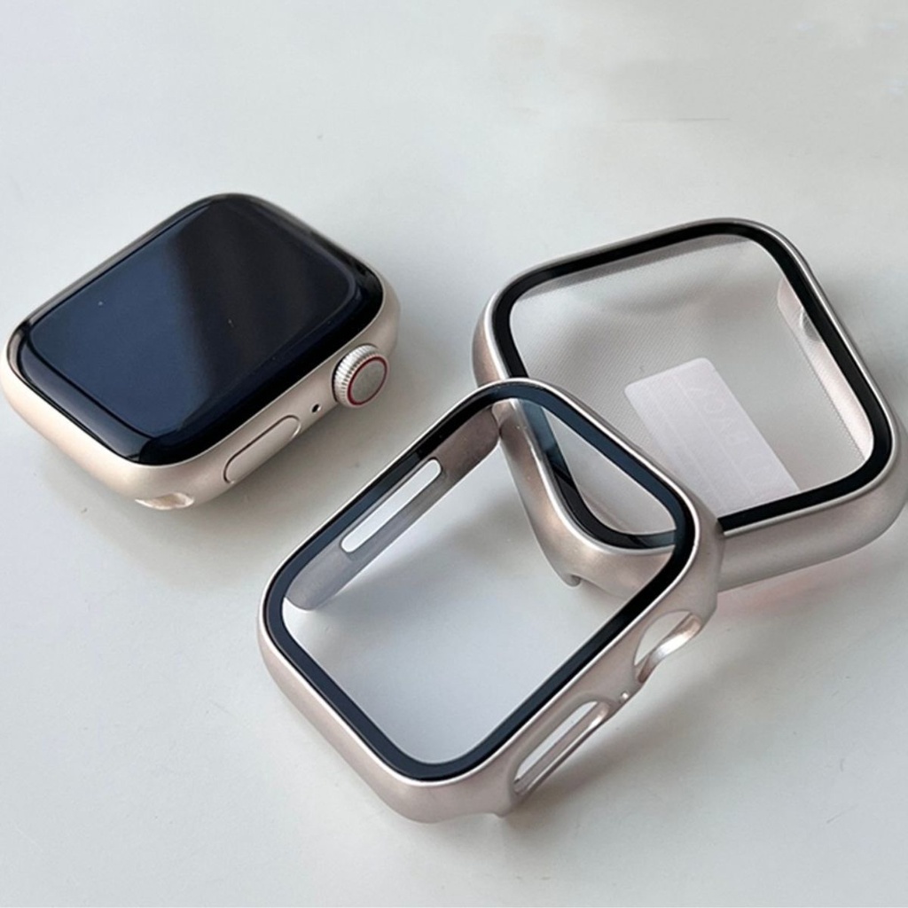 Capa case acrílico com vidro compativel apple watch 38 40 42 44 mm E Relógio do mesmo tamanho