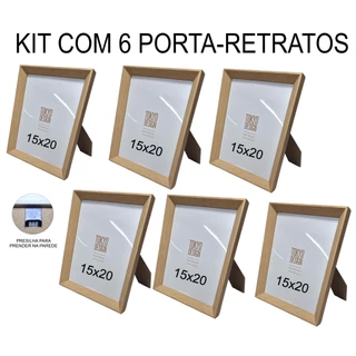 Kit 6 Porta Retrato Madeira 15x20 Quadro de Fotos Decoração