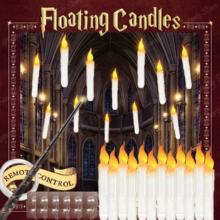 12 Unidades De Velas Flutuantes Com Varinha Mágica , LED Remotas Chama Cintilante Operadas Por Bateria Para Halloween , 