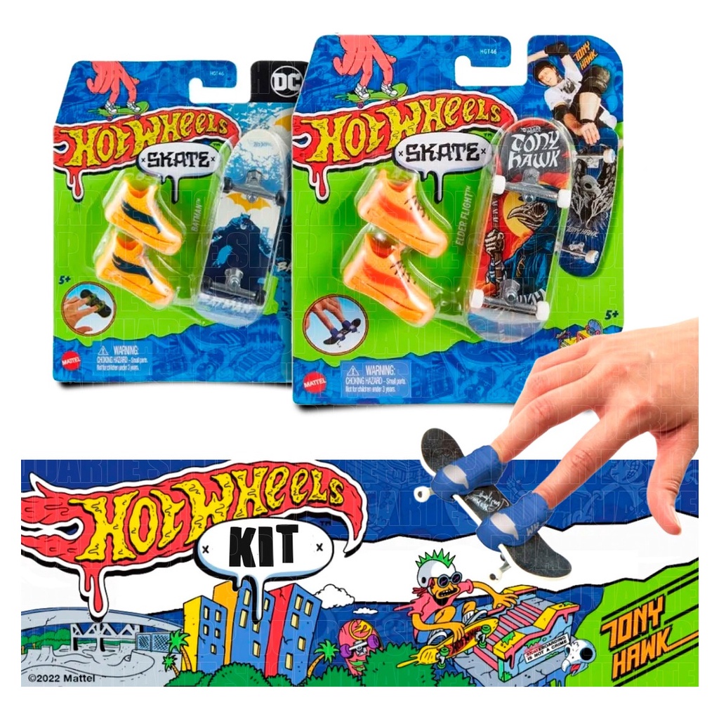 Kit Hot Wheels Pista Octopark + 3 Skates de Dedo Com 6 Tenis