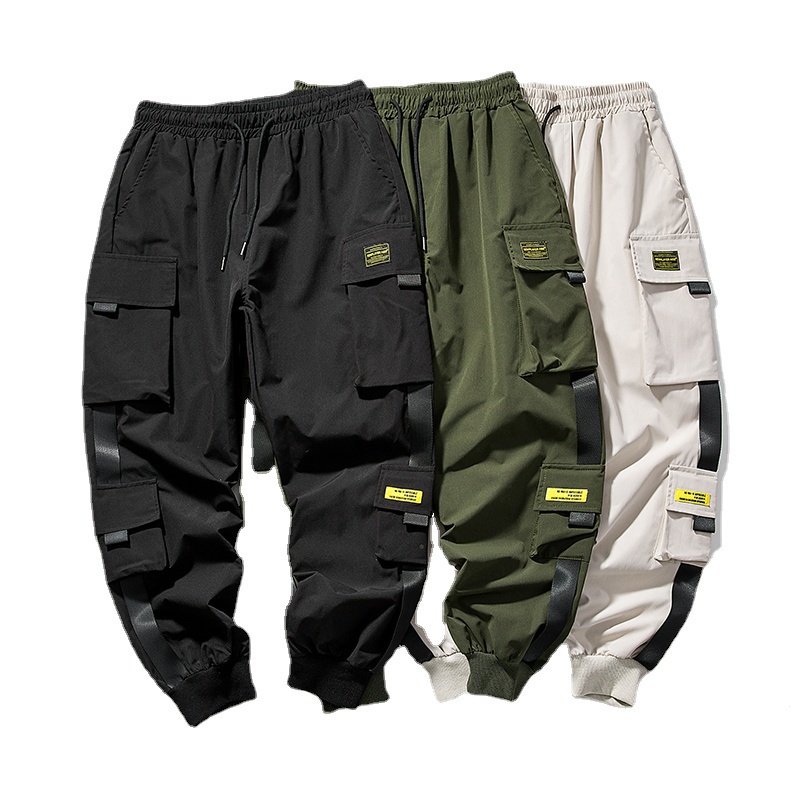 Novos Corredores De Carga Calças Para Homens Casual Hip Hop Bolso Masculino Sweatpants Streetwear Fitas