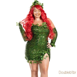 Traje Dou-Deluxe Verde Hera Para Mulheres Falsas Folhas De Lantejoulas Com Conjunto De Luvas