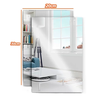 Kit 2 Espelhos Placa 30x20cm Adesivo Acrílico Retangular Decorativo Sala Banheiro Oferta Pronta Entrega Koling Sell