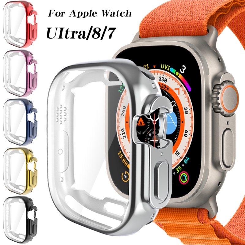 Compra online de Vidro temperado + capa de relógio para apple watch 8 7 6 se  5 3 4 44mm 40mm protetor de tela iwatch 5 3 2 42mm 38mm capa amortecedora