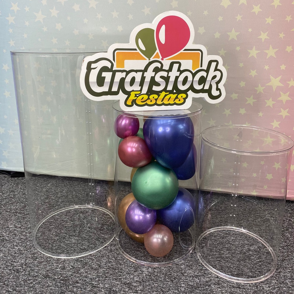Trio de Cilindros Transparentes Modelo Standard Para Festa | Shopee Brasil