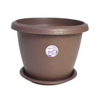 Vaso Siena Redondo 25cm com Prato para Flores e Plantas