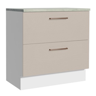 Balcão 80 cm 2 Gavetas Branco/Crema Agata Madesa