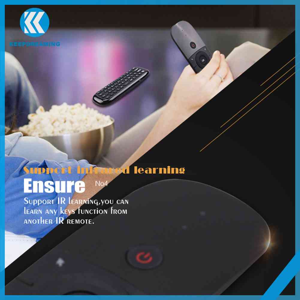 Kem W1 Air Mouse 2.4G Teclado Sem Fio Controle Remoto IR Aprendizagem ...