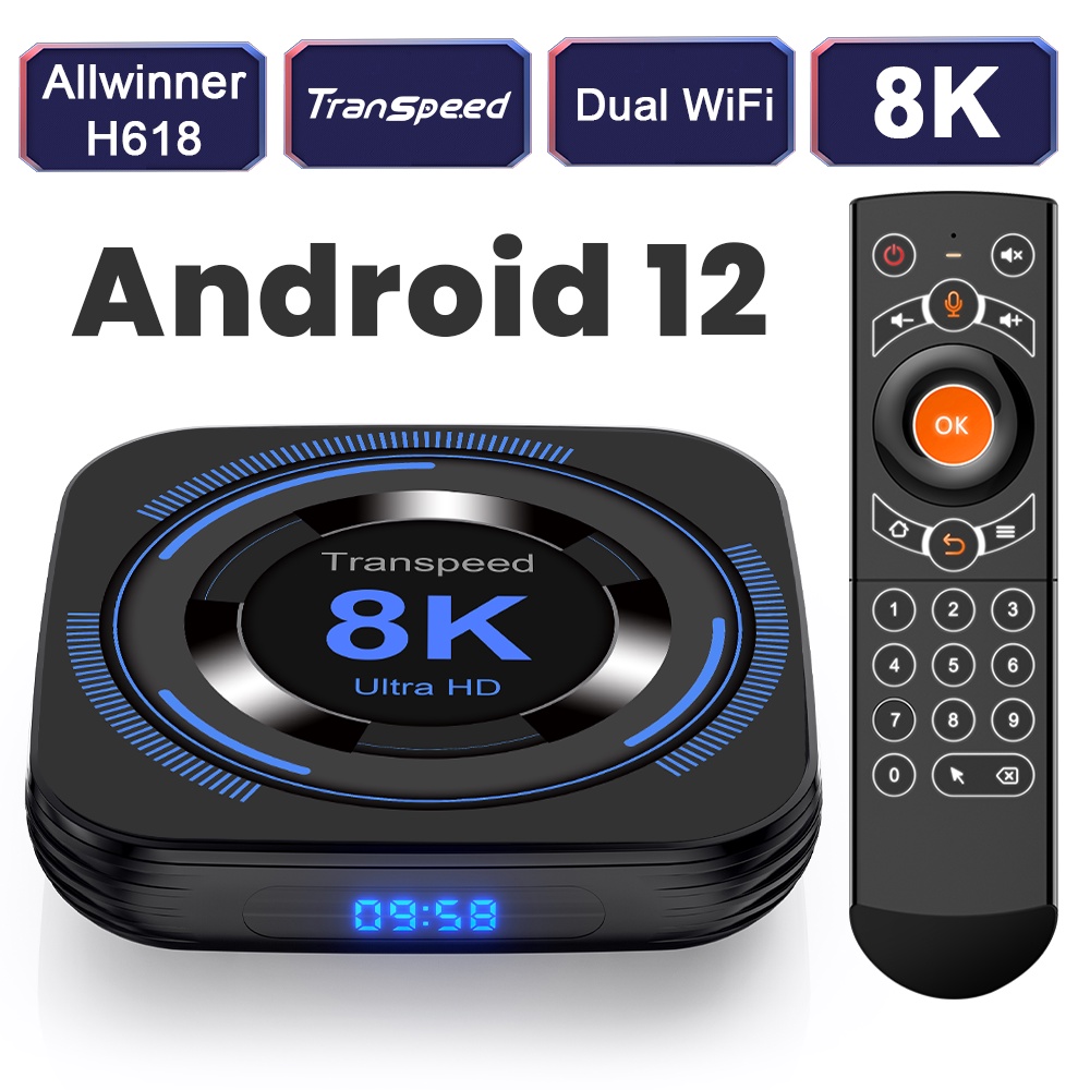 Transpeed Android 12 Caixa de TV Allwinner H618 Dual Wifi Quad Core ...
