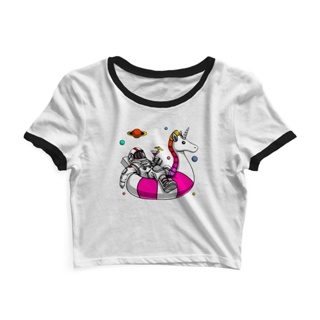 Cropped Blusinha As Braba Boia Flamingo Branco Viés Preto