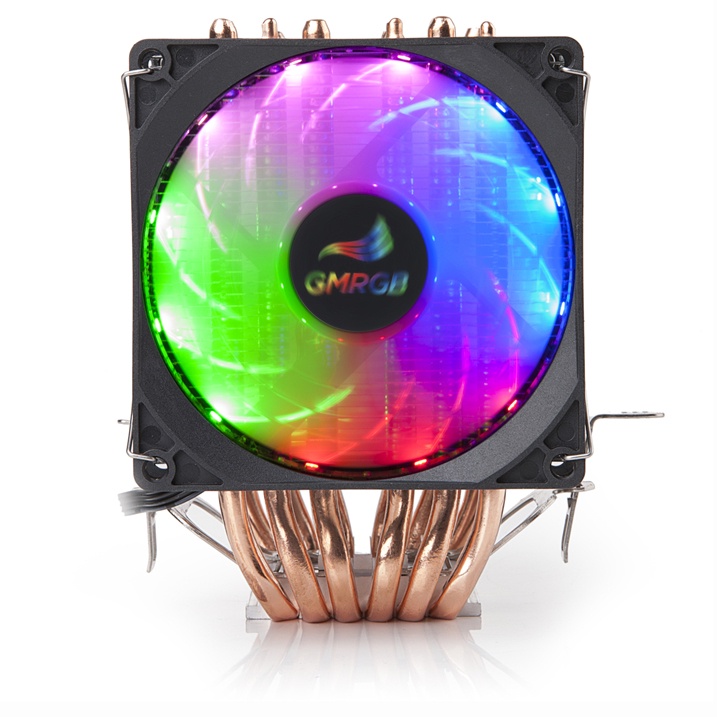GMRGB Ventilador do cooler da CPU com 6 tubos de calor 4 pinos PWM RGB ...