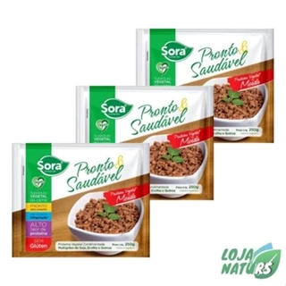 KIT 3 Unidades Moída de Carne Vegetal Pronto e Saudável Sem Glúten Vegano 250g - SORA